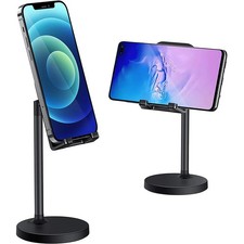Cell Phone Stand Angle Adjustable Cell Phone Holder with Silicone for Desk Black