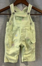 Vintage Lime Green Floral Embroidered Overalls Size 3-6 Months Y2K
