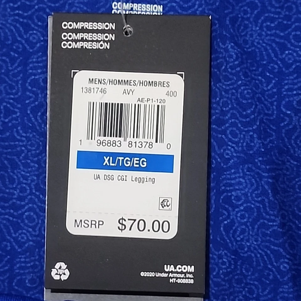 Under Armour Mens Compression DSG CGI Tights Pants XL Blue Stretch Active $70 - Image 4 of 4