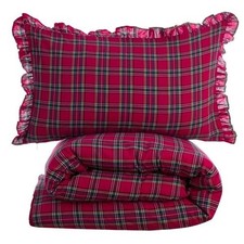 Copripiumino matrimoniale Blanc Mariclo' tartan rosso con federe