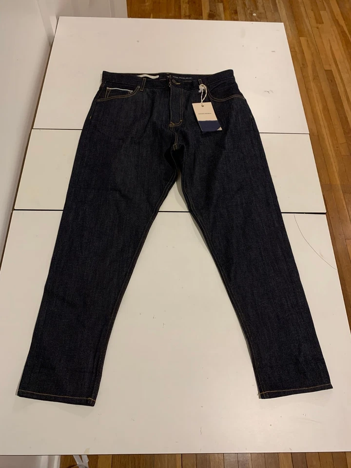 Jeans Banana Republic 36x30 Ribete Crudo Cono Americano Denim Blanco Roble Preppy Nuevos con Etiquetas Foto 2 de 4