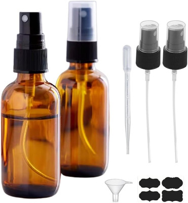 2-4 Pack 2oz Amber Glass Spray Bottles Fine Mist Travel Essential Oils Labels