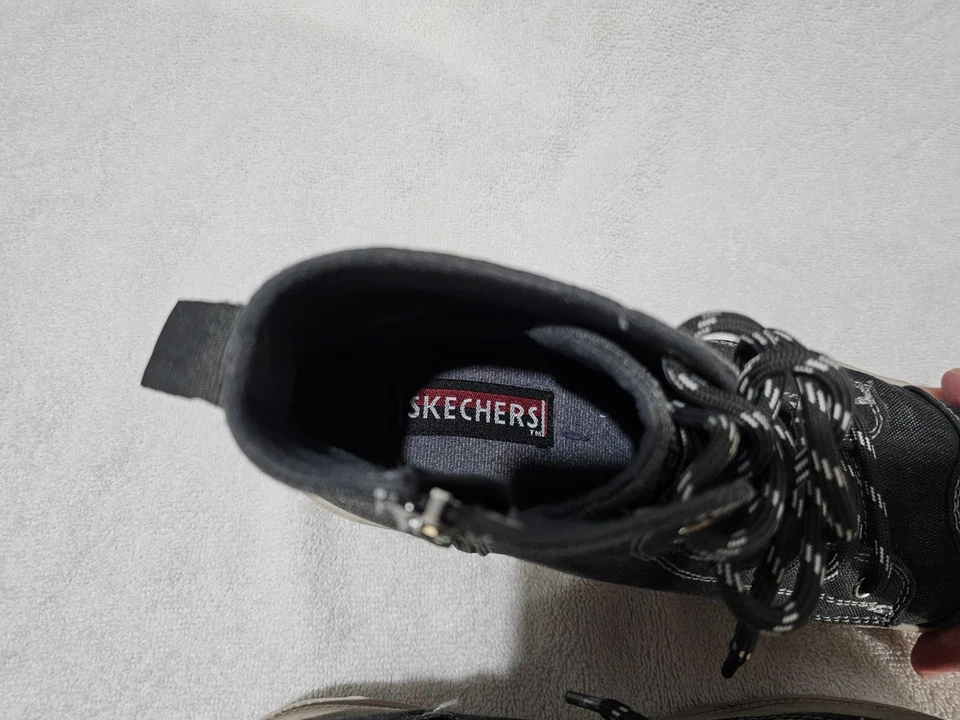 Zapatos informales Skechers para mujer talla 8 de mezclilla carbón de caña alta con cremallera de encaje Foto 2 de 4