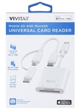 Vivitar Mobile SD and MicroSD Universal Card Reader USB Adapter White Open Box