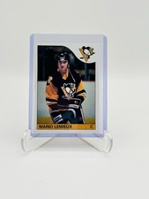 1985 Topps Mario Lemieux Rookie Card #9 RC Pittsburgh Penguins. rookie card picture