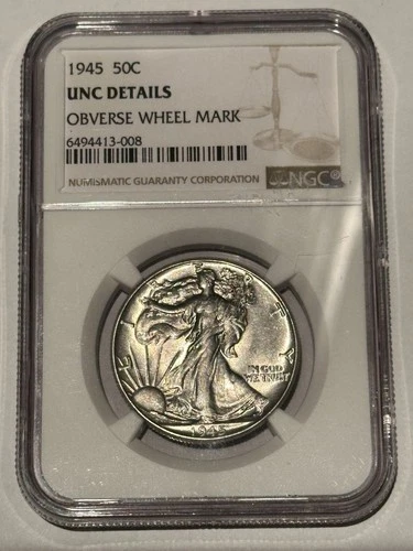1945 NGC UNC DETAILS (OWM) WALKING LIBERTY HALF DOLLAR WHITE!