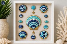 Custom Coastal Shell Art Framed 11x14 Beach Wall Decor Handmade Choose Color