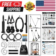 Weight Cable Pulley System Gym, Upgraded Cable Pulley Attachments for LAT Pul...