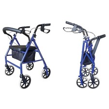 Blue Rollator Mobility Walker Disability Aid Walking 4 Wheels with Seat 7.6kg