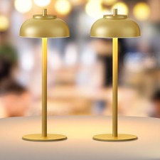 2 Pack Gold Led Cordless Table Lamps Rechargeable,Cordless Touch Lamp Battery...