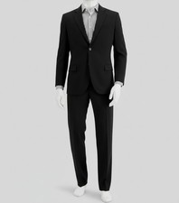 Nautica Men Black Bi-Stretch Modern-Fit 2-PC Jacket Pants Suit Size 42L 36W 32L