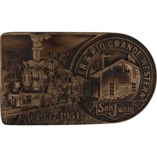Bronze Denver Rio Grande Western Locomotive Steam Train San Juan Nos Belt Buckle
