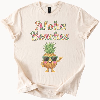 Aloha Beaches Pineapple Shirt Cute Summer Graphic Tee Tropical Fruit Design