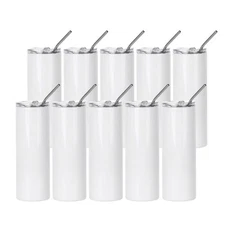 PYD Life 10 Pack Sublimation Tumblers Bulk Blank 20 OZ Skinny White Stainless...