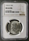 1950 D 50c Franklin Silver Half Dollar NGC MS64 FBL