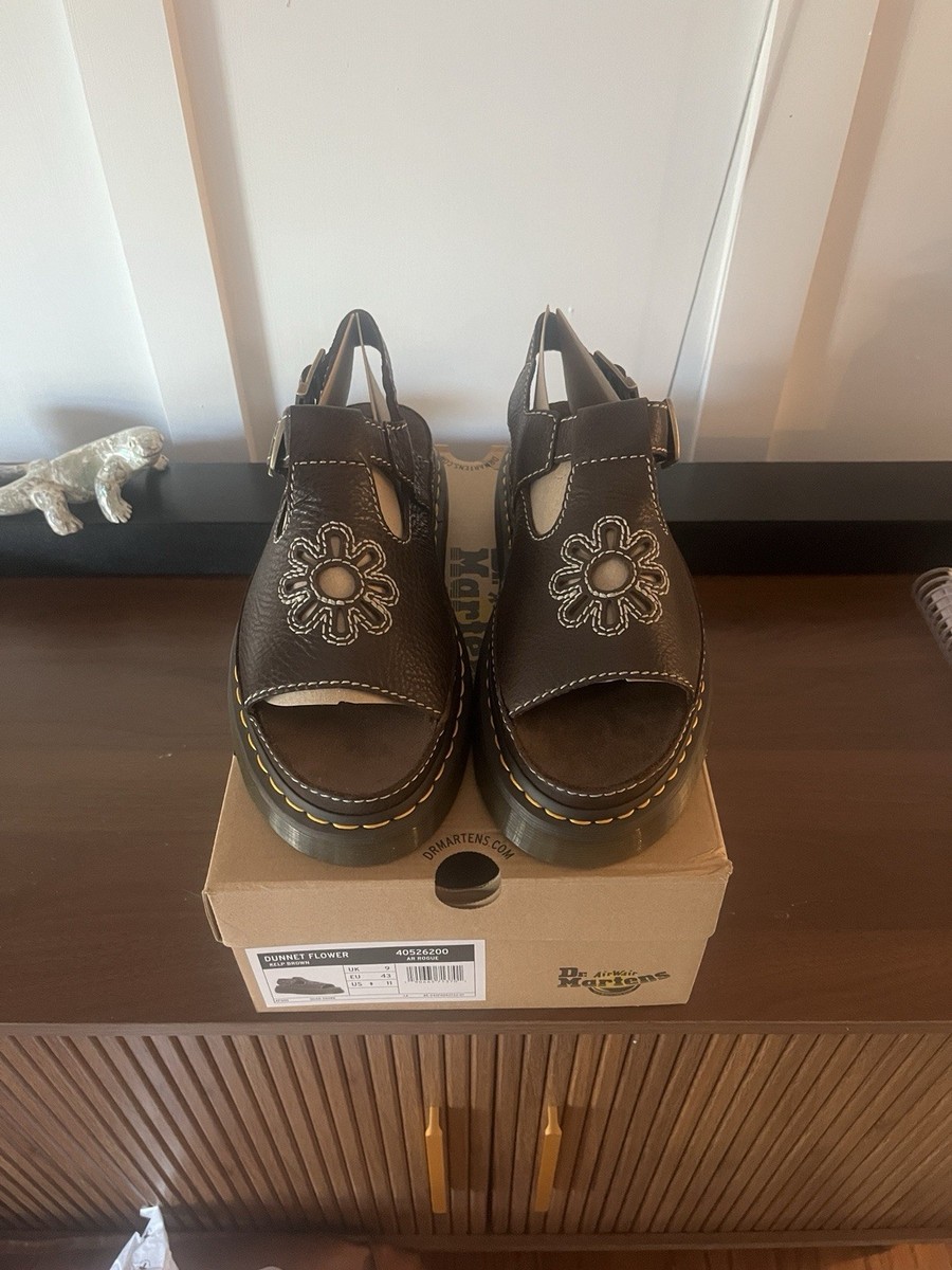 Doc Marten DUNNET FLOWER Kelp Brown Leather Sandals 🌼Sizes 6-11