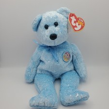 TY 2003 Decade the 10th Anniversary Bear Light Blue Beanie Baby