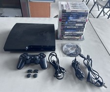 PS3 Slim Black Console  16 Games Bundle  1 Controller  Cables  Accessories