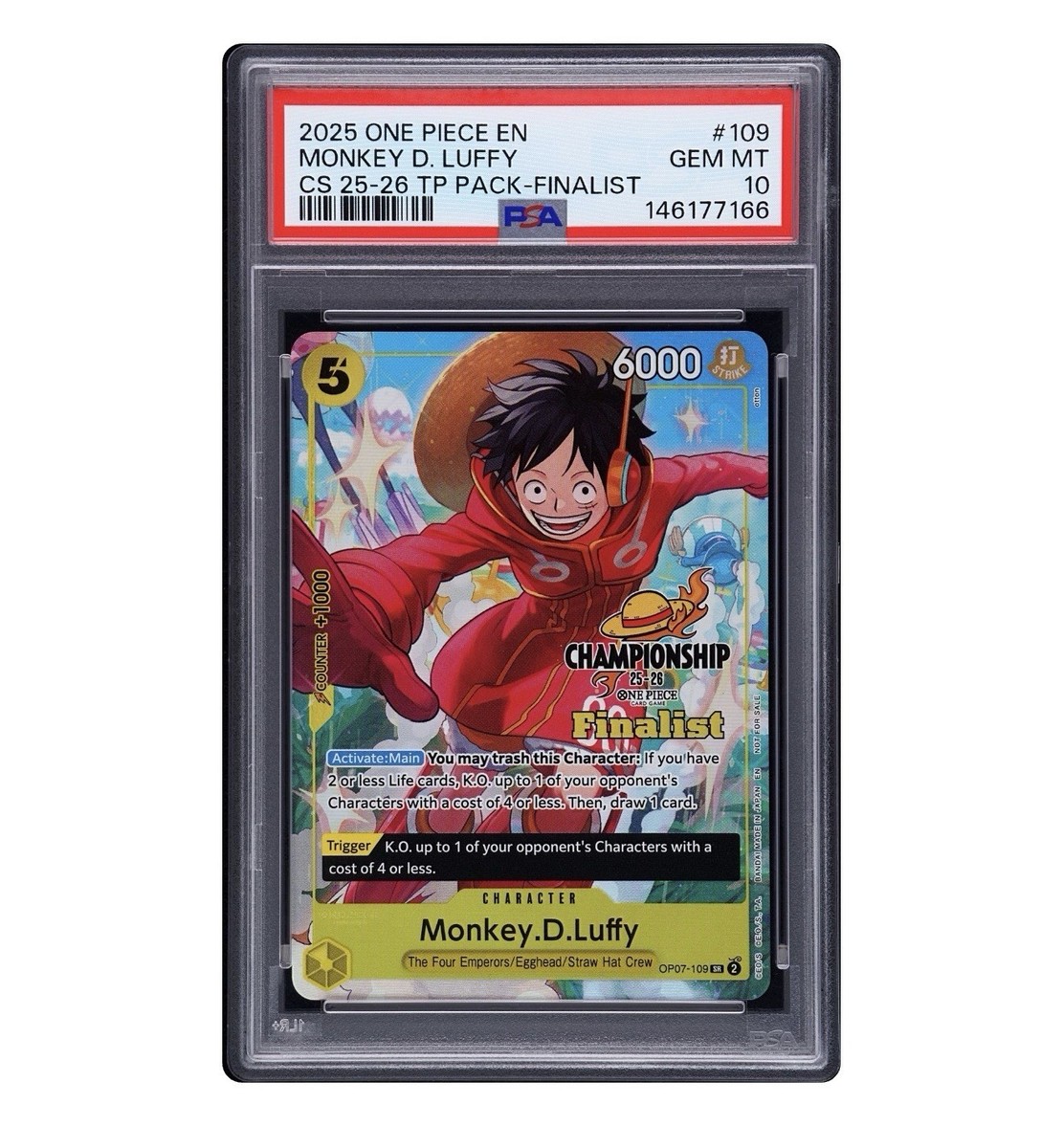【PSA10】ルフィCS 25-26 Top Player Monkey.D.Luffy (CS 25-26 Top Player Pack) OP07-109 One Piece