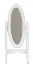 Dollhouse Miniature White Cheval Mirror