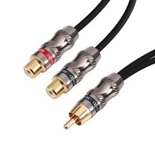 RCA Splitter, RCA 1 Male to 2 Female Cable Adapter, Stereo Audio RCA Y-Cable ...