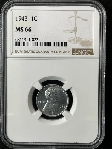 1943  1C Lincoln Wheat One Cent  NGC MS66  6811911-022