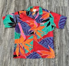 Vintage 80s Surf Hawaii Original Jams Mens Button-Up Floral Beach Shirt Medium