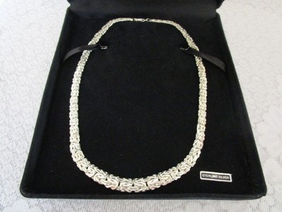 Vintage Sterling Silver Byzantine Necklace 20'' Signed AK- Atasay Kuyumculuk VGC