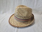 Women's Four Buttons San Diego Hat Seagrass Straw Fedora Hat Rainbow Ribbon — photo 1