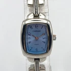 Vintage Timex Carriage Women's Watch 19mm Silver Tone Blue Dial New Battery 8"