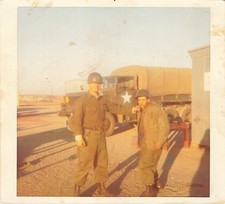 Vintage Color Photo US Army Soldiers with Military Truck 3.5x3.5