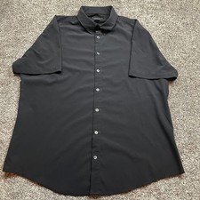 Mizzen Main Shirt Mens XL Trim Fit Black Performance Short Sleeve Button Down