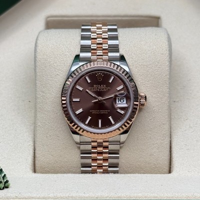 Rolex Lady-Datejust NEW 2025 Chocolate Index Two Tone Everose Fluted Jubilee
