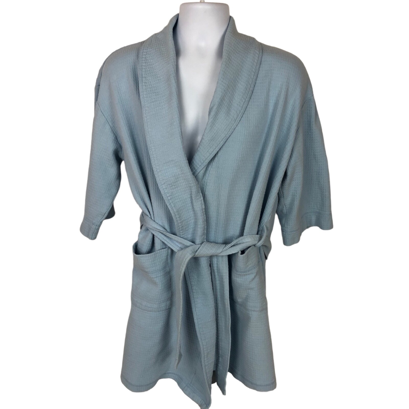 Sleepwear Women's Bath Robe Size Medium Light Blue Knee Length Pockets eBay