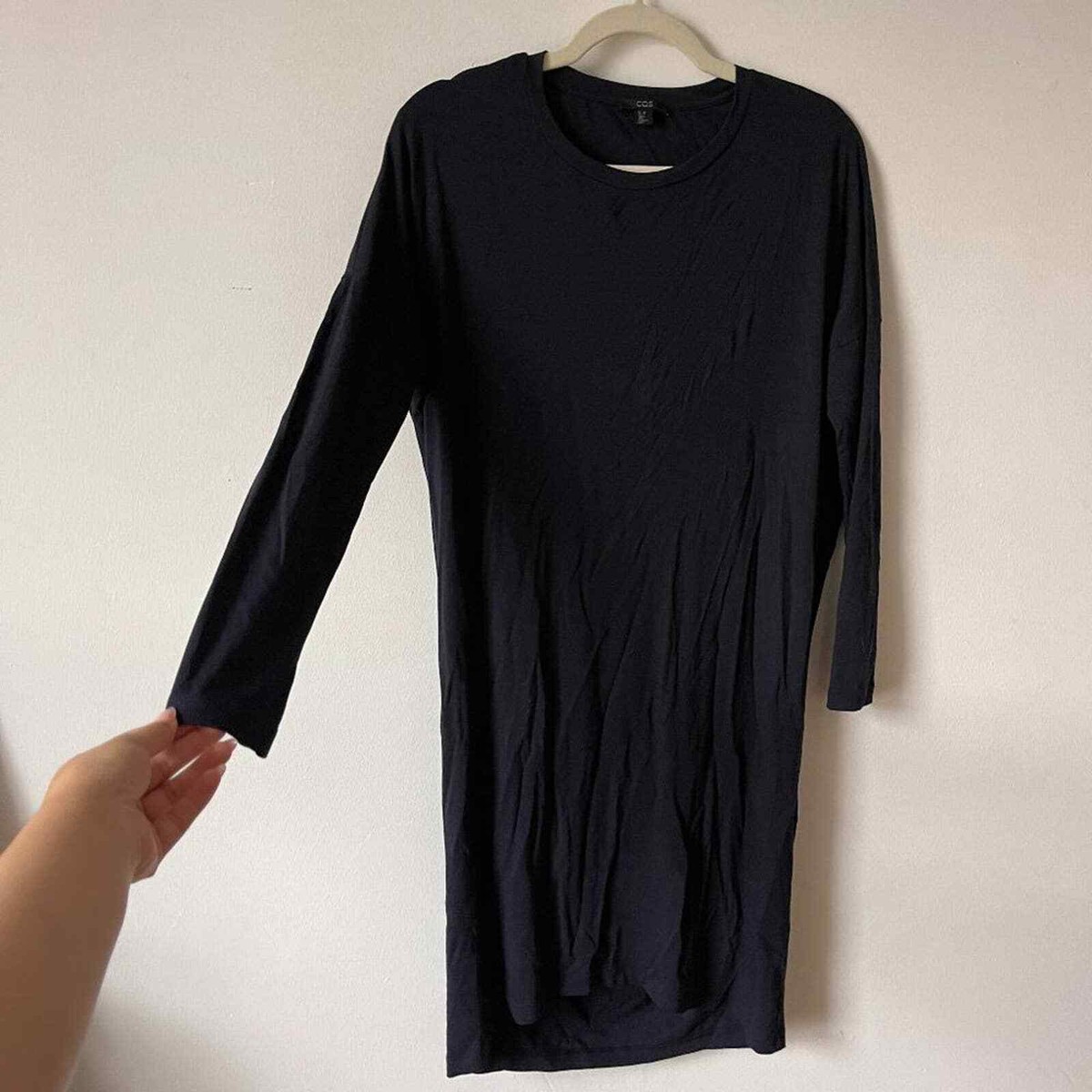 cos blue silk dress COS Silk Dress With Open Sleeves