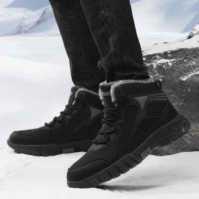 Men\'s Black Waterproof Winter Boots with Cushioned Support HOBIBEAR Men main image 3