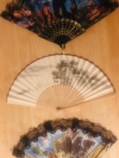 3 Vintage NOS Hand Fans