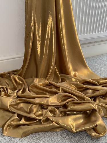 Abito da sposa 1 metro oro lucido look bagnato lucido tessuto di raso lucido largo 58 - Foto 3 di 13