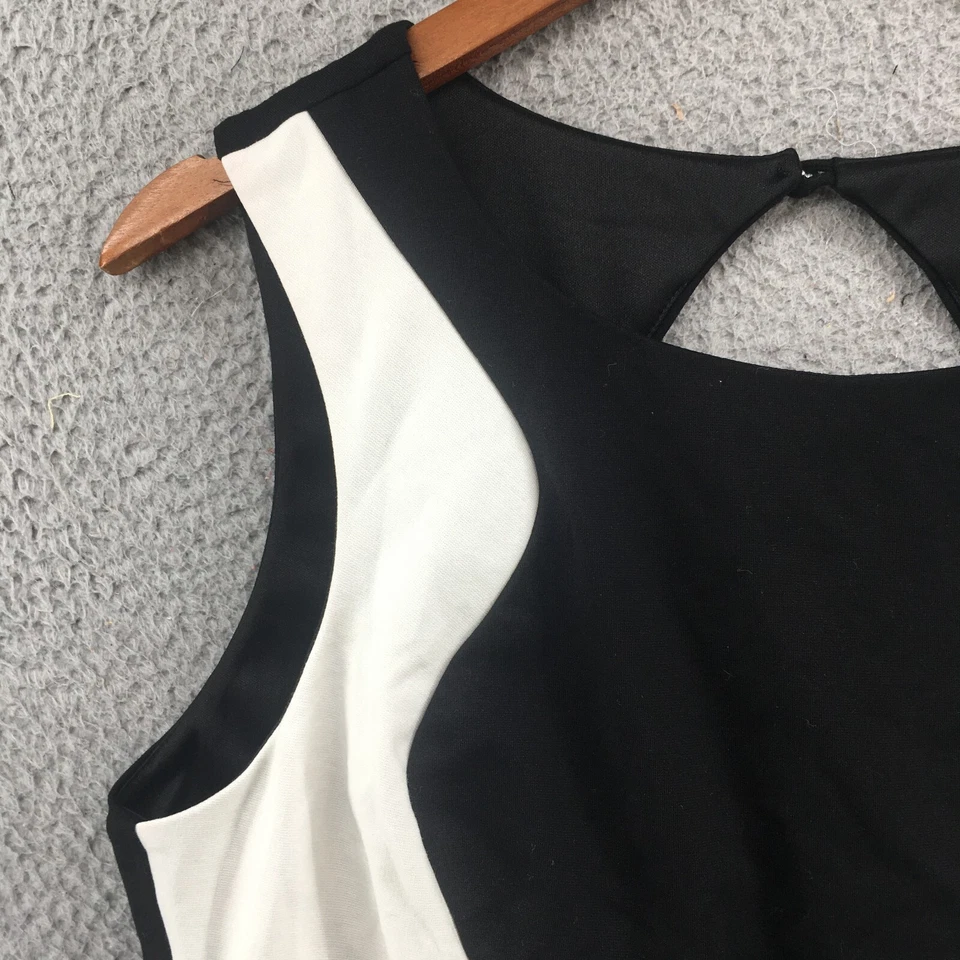 Bisou Bisou Midi 连衣裙女式 14 黑色白色无袖圆领纽扣休闲 — 第 4/4 张图片