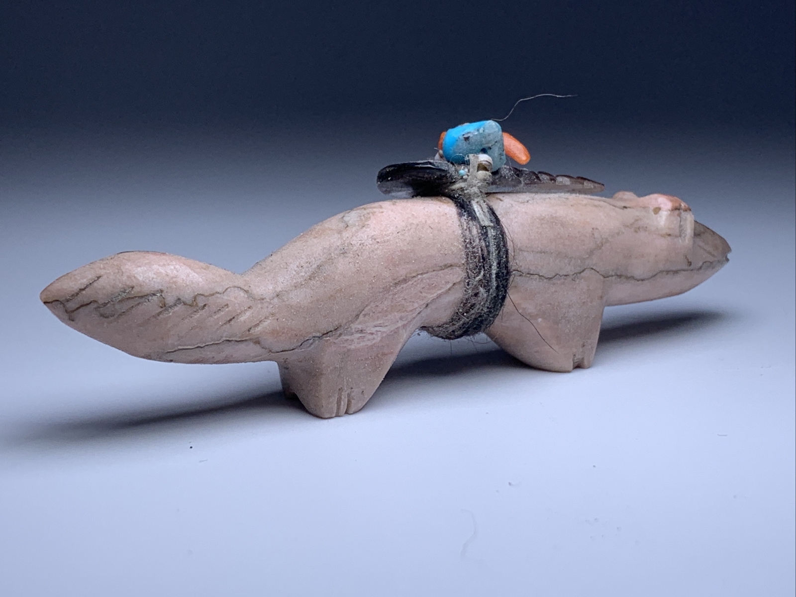 1970s Native Zuni Carved Stone Wolf Fetish By Edna Leki (d.)