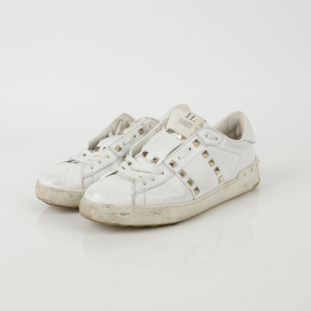 Valentino White Leather Stud Untitled Hidden Sneakers 40.5 Size 