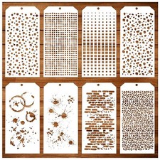 8 Pieces Stencils for Crafts Polka Dot Brick Layering Stencils Mixed Media Te...