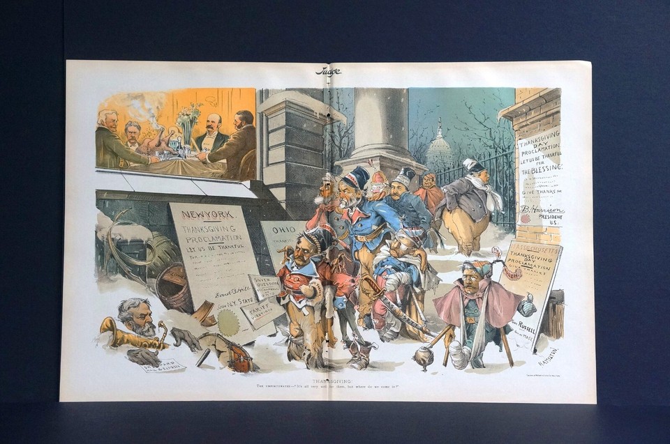 Thanksgiving 1891 UNFORTUNATE POLITICIANS BRUISED and OUT in COLD Judge