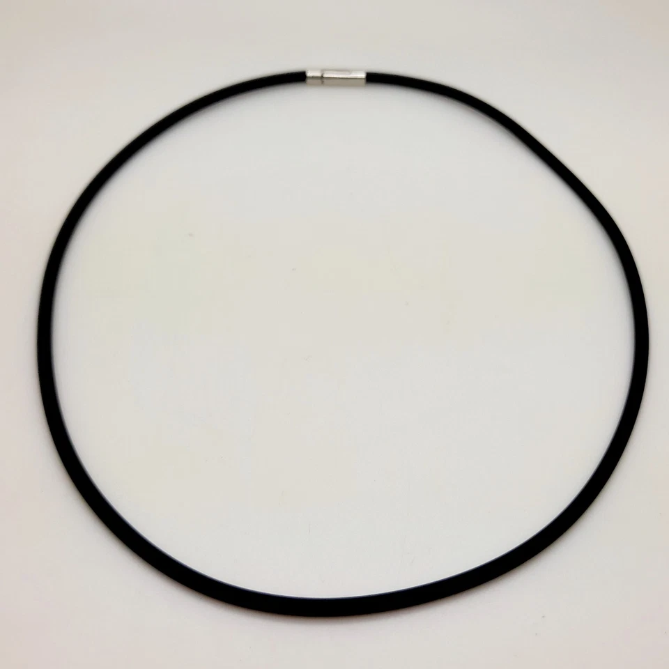 N001 Cuerda de Goma Negra 16 pulgadas Cadena Moda Collar Cierre Imán 3mm Foto 4 de 4