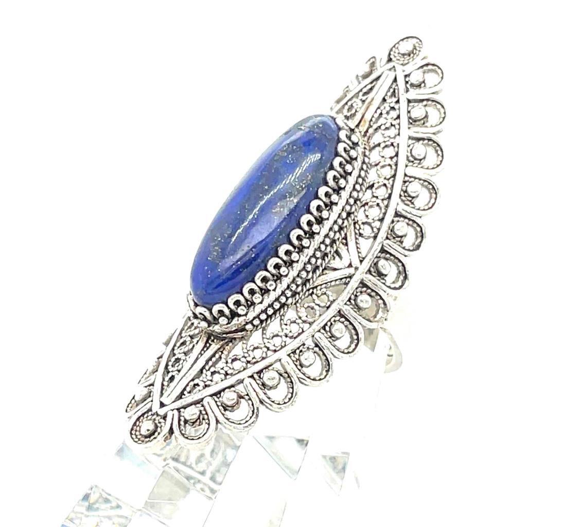 Lapis oval Ring Real Solid Sterling Silver 925 12… - image 7