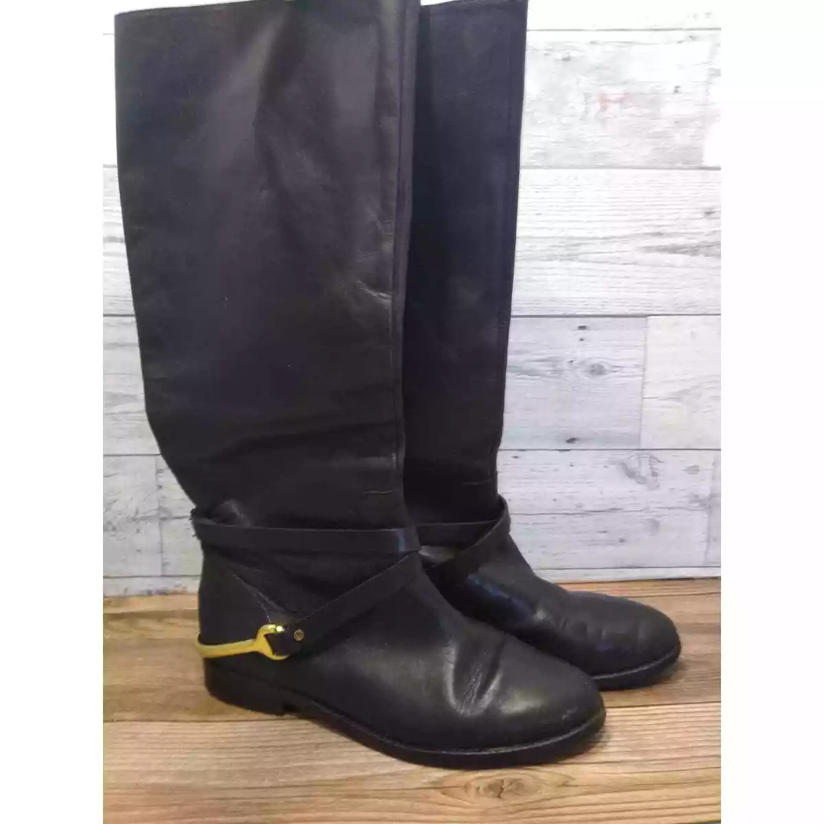 Ralph lauren tall black boots discount