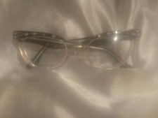 VINTAGE 1950s CAT EYE GLASSES FRAMES RHINESTONES BLACK CLEAR
