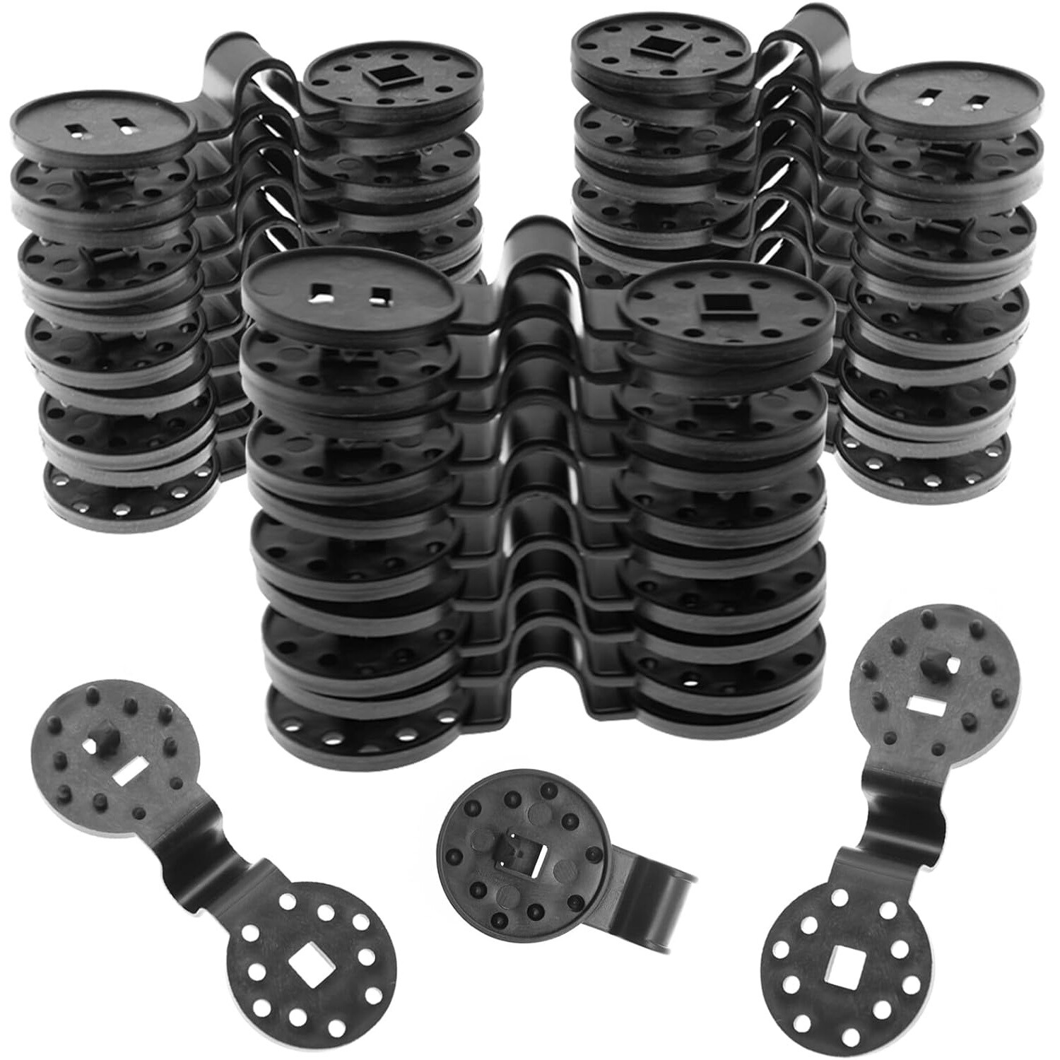 100PCS Shade Cloth Plastic Clips Heavy Duty Lock Grips Round Black Fixing Clamp