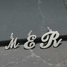 9ct Solid White Gold Initial Any Letter Name Pendant Necklace With Chain Options