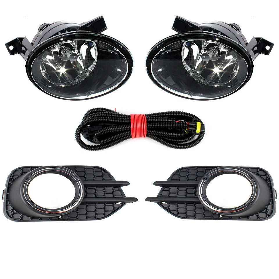 Par de luces antiniebla con bisel de rejilla para VW Tiguan 2012 2013 2014 2015 2016 2017 Foto 3 de 4